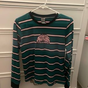 broken promises stripped long sleeve shirt